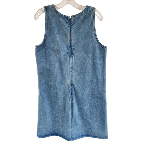 Vintage Y2K LOFT Floral Embroidered Denim Shift Dress sz Medium Midi Cottage - Picture 4 of 5